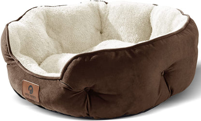 Cozy 20-Inch Small Dog Bed & Cat Bed - Extra Soft, Machine Washable, Anti-Slip & Water-Resistant for Puppies and Kittens - Brown