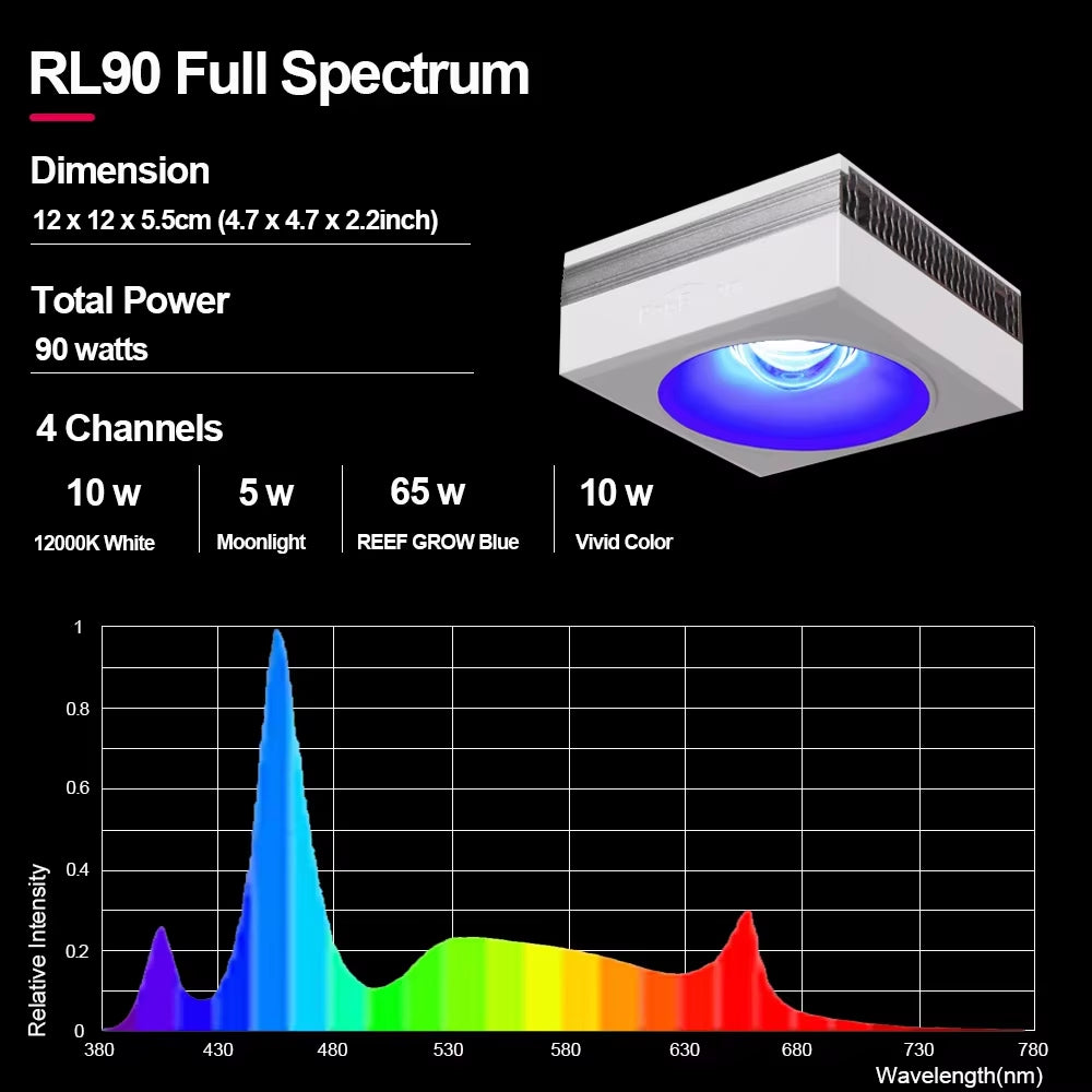 NEW  RL90 Wifi Led Aquarium Light Full Spectrum, Reef Light Aquarium Saltwater Coral Growing Marine Aquarium Tank Lamp