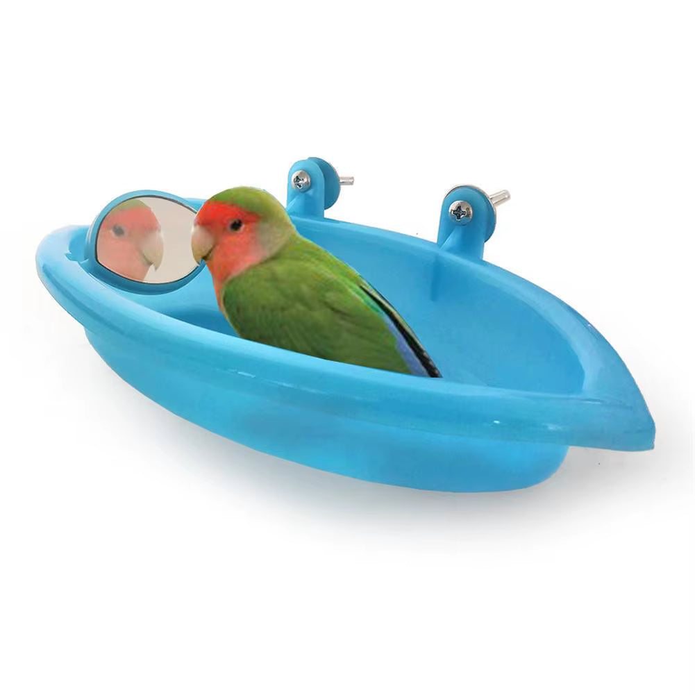 New Parrot Bathtub with Mirror Bird Mirror Bath Shower Box Mirror Toy for Budgerigar Peony Bird Toys Pet Bird Cage Accessories