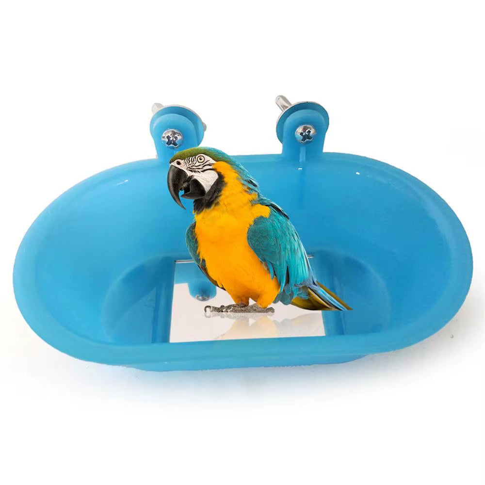 New Parrot Bathtub with Mirror Bird Mirror Bath Shower Box Mirror Toy for Budgerigar Peony Bird Toys Pet Bird Cage Accessories