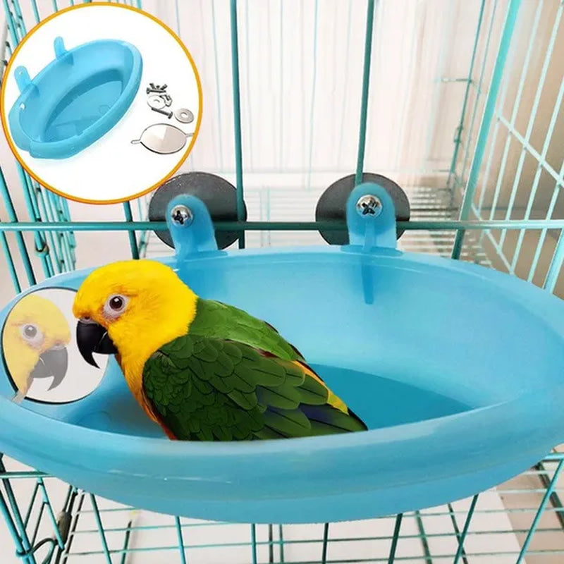 Pipifren Parrot Bathtub with Mirror Bird Cage Accessories Mirror Bath Shower Box Small Parrot Cage Pet Toys Jouet Perroquet