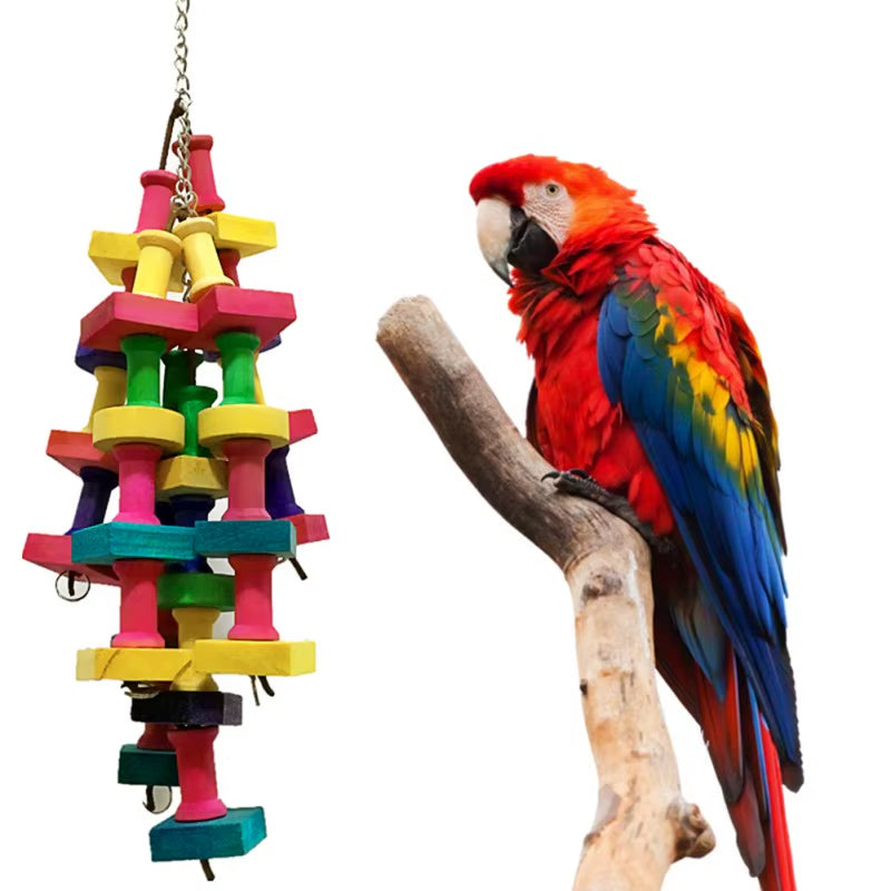 1Pcs Parrot Chewing Toy Bird Parrot Blocks Knots Tearing Toy Bird Cage Bite Toy for African Grey Macaws Cockatoos