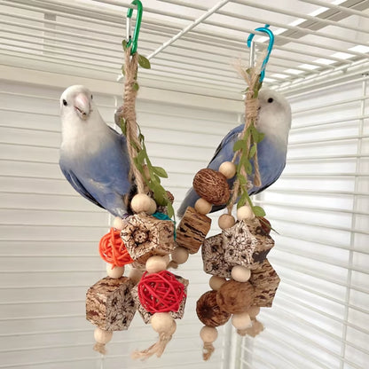 Colorful Hanging Parrot Bird Molar Toy Articles Parrot Bite Pet Bird Toy for Parrot Training Bird Swing Biting Toy