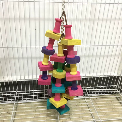 1Pcs Parrot Chewing Toy Bird Parrot Blocks Knots Tearing Toy Bird Cage Bite Toy for African Grey Macaws Cockatoos