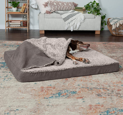 Cooling Gel Dog Bed for Large Dogs - Jumbo/XL with Removable Washable Cover - Plush Berber & Suede Top - Perfect for Dogs up to 95 lbs - Gray