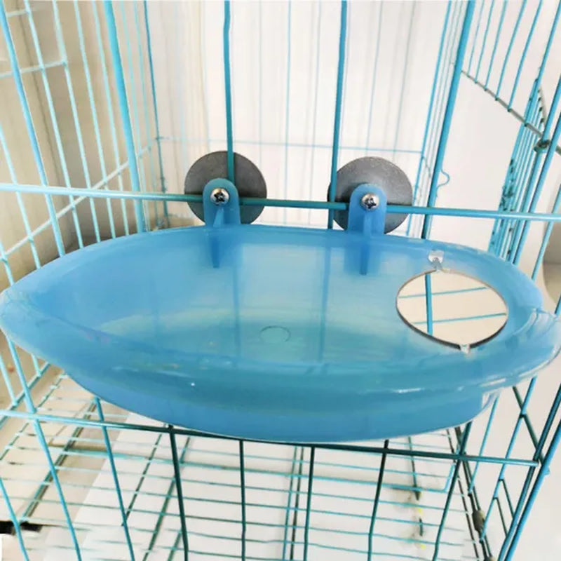 Pipifren Parrot Bathtub with Mirror Bird Cage Accessories Mirror Bath Shower Box Small Parrot Cage Pet Toys Jouet Perroquet