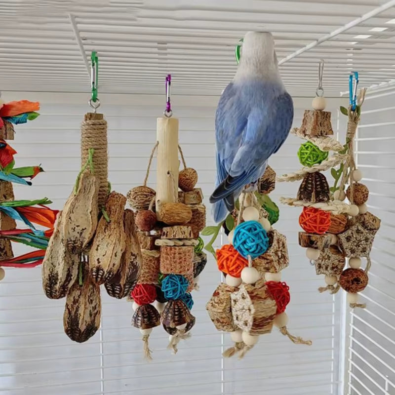 Colorful Hanging Parrot Bird Molar Toy Articles Parrot Bite Pet Bird Toy for Parrot Training Bird Swing Biting Toy