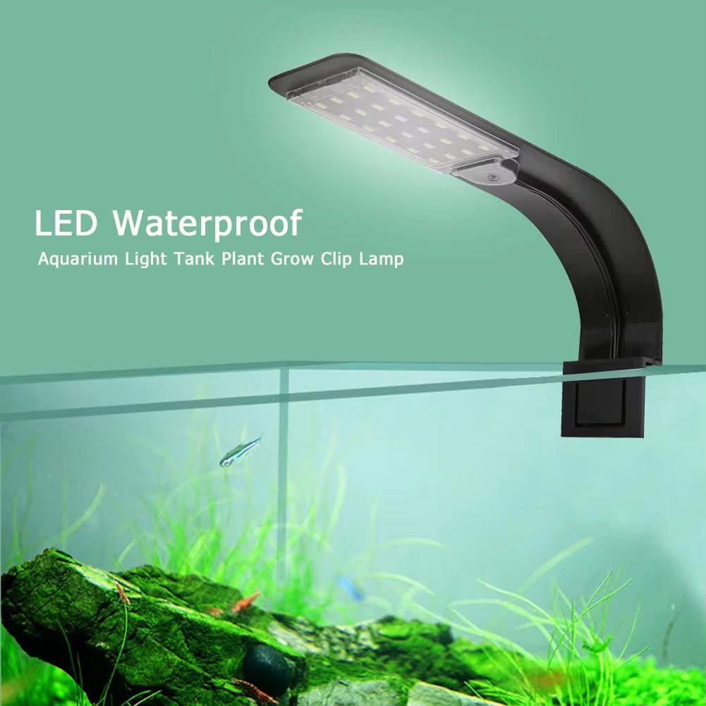 Super Slim Waterproof LED Aquarium Light 10W Freshwater Aquatic Plant Lighting Plants Grow Lights Clip-On Lamp for Fish Tank