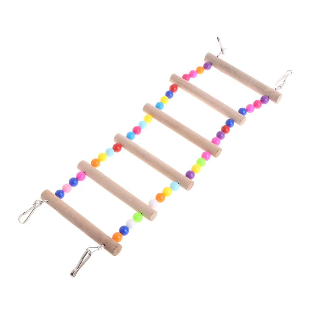 Birds Pets Parrots Ladders Climbing Toy Hanging Colorful Balls with Natural Wood Cableway Hamster Rope Parrot Bites Harness Cage