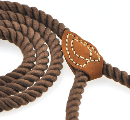 Stylish 4ft Braided Cotton Dog Leash with Leather Tip & Heavy Duty Metal Clasp - Perfect for Weddings (Dark Brown)