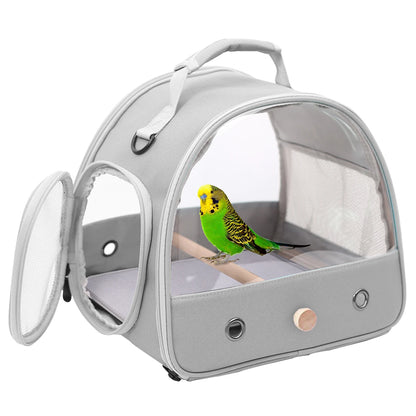 Portable Clear Bird Parrot Transport Cage Breathable Bird Carrier Travel Bag Small Pet Access Window Collapsible Outdoor Bag