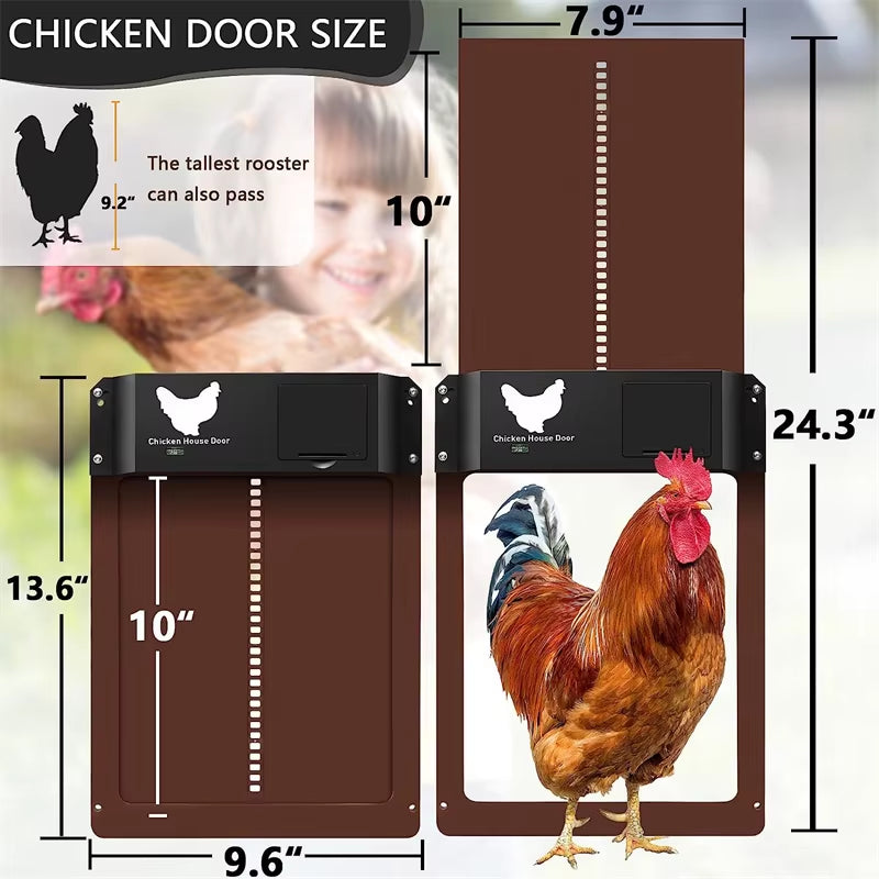 Automatic Chicken Coop Door Chicken Automatic Door Light Sensing Auto Chicken Door Opener Chickens Supplies Battery Powered