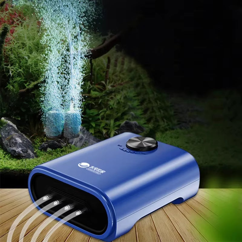 Silent Aquarium Oxygen Air Pump with Check Valve Fish Tank Four Outlet Large Oxygenator Aquarium Air Compressor Aerator 220V 14W