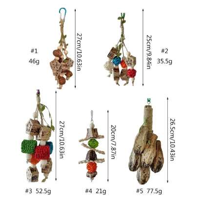 Colorful Hanging Parrot Bird Molar Toy Articles Parrot Bite Pet Bird Toy for Parrot Training Bird Swing Biting Toy