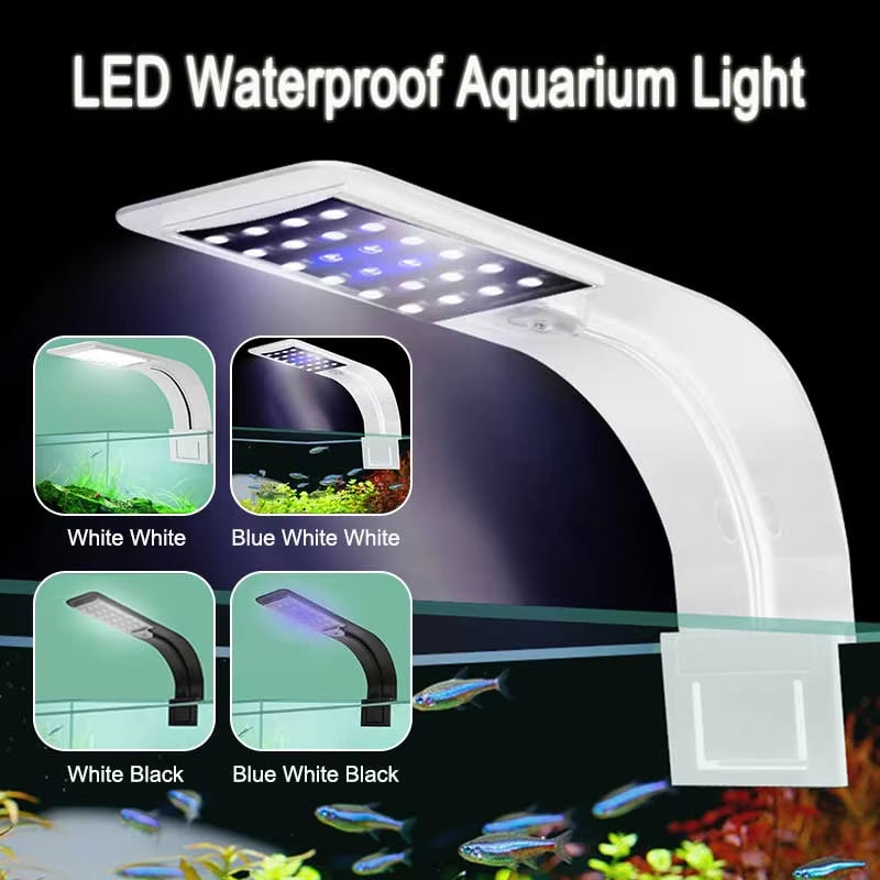 Super Slim Waterproof LED Aquarium Light 10W Freshwater Aquatic Plant Lighting Plants Grow Lights Clip-On Lamp for Fish Tank