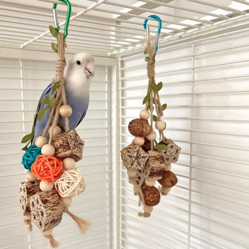 Colorful Hanging Parrot Bird Molar Toy Articles Parrot Bite Pet Bird Toy for Parrot Training Bird Swing Biting Toy