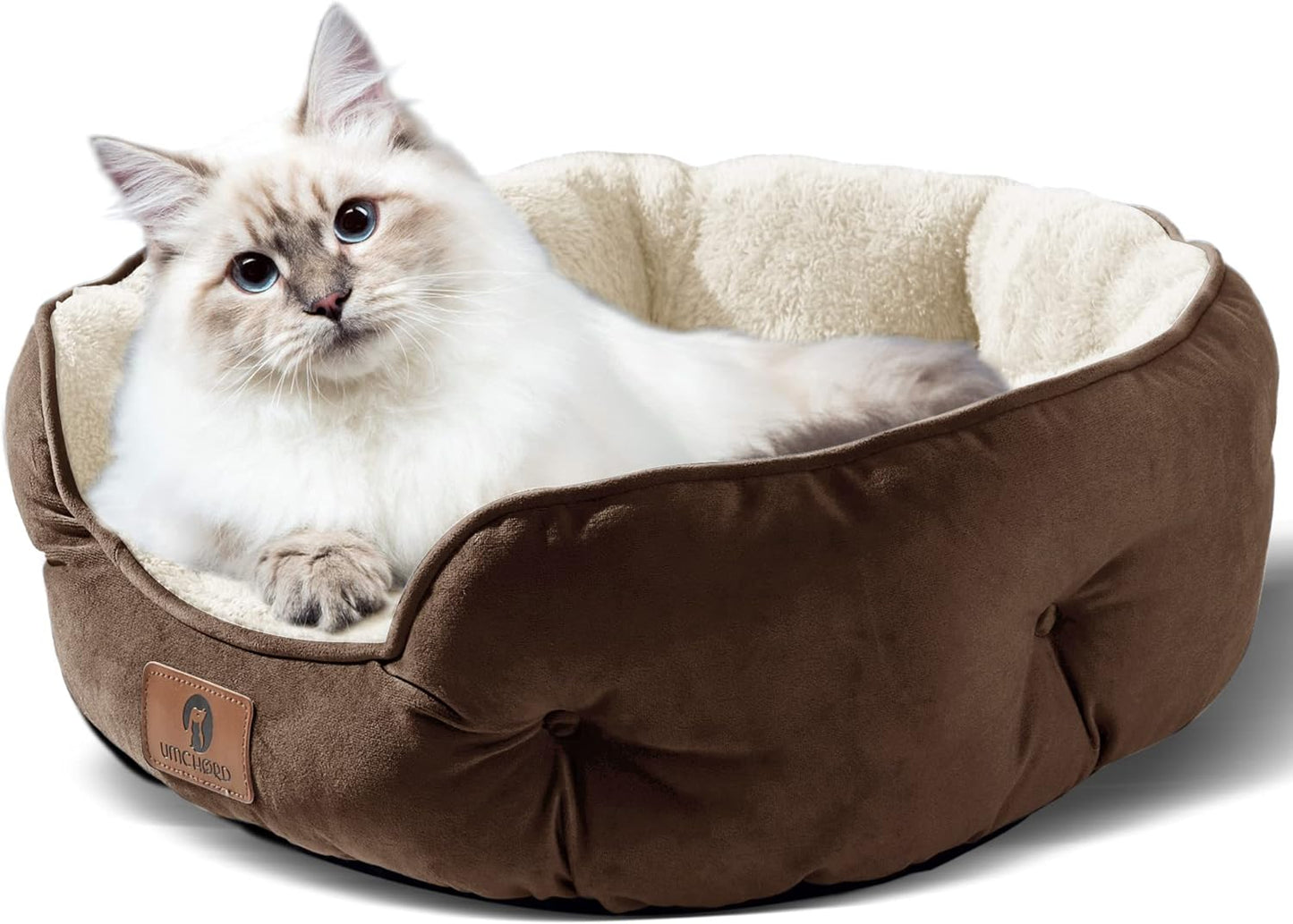 Cozy 20-Inch Small Dog Bed & Cat Bed - Extra Soft, Machine Washable, Anti-Slip & Water-Resistant for Puppies and Kittens - Brown